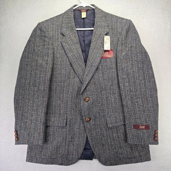Farah Sport Coat Blazer Mens 42R Tweed Gray Speckles 100% Wool Suit Jacket New